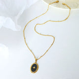 Geometric Jewelry Dripping Oil Star Elliptical Titanium Steel Pendant Necklace - V.I.P Digital Presence
