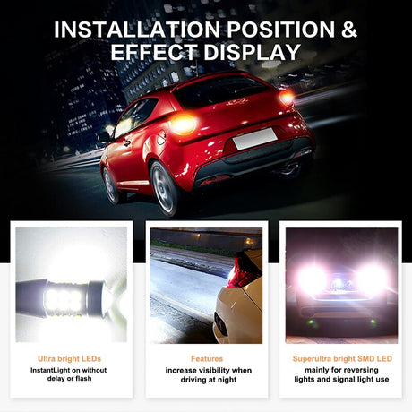NLpearl 2x Signal Lamp W16W LED T15 921 912 Bulb Super Bright 3030 27SMD T15 Led Canbus Auto Backup Reserve Lights Tail Lamp 12V - V.I.P Digital Presence