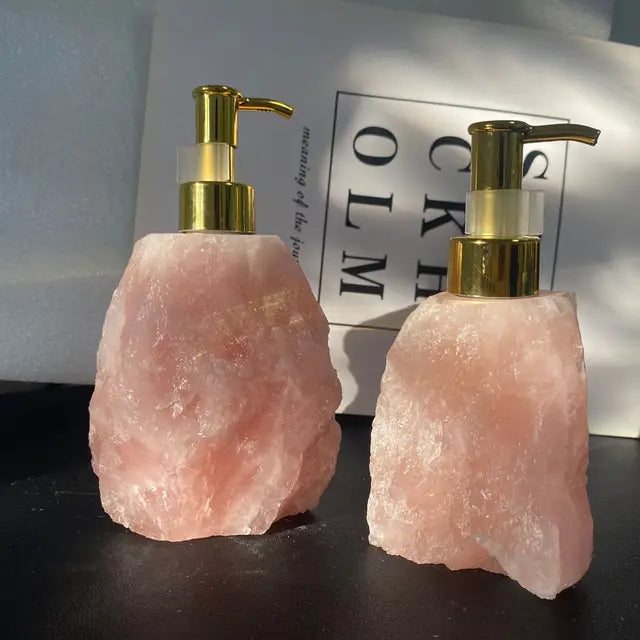 1 PCS Natural Pink Crystal Stone Press Bottle Dispenser 30ml Liquid Dispenser Shower Gel  Wash Light Luxury Bathroom Accessory - V.I.P Digital Presence