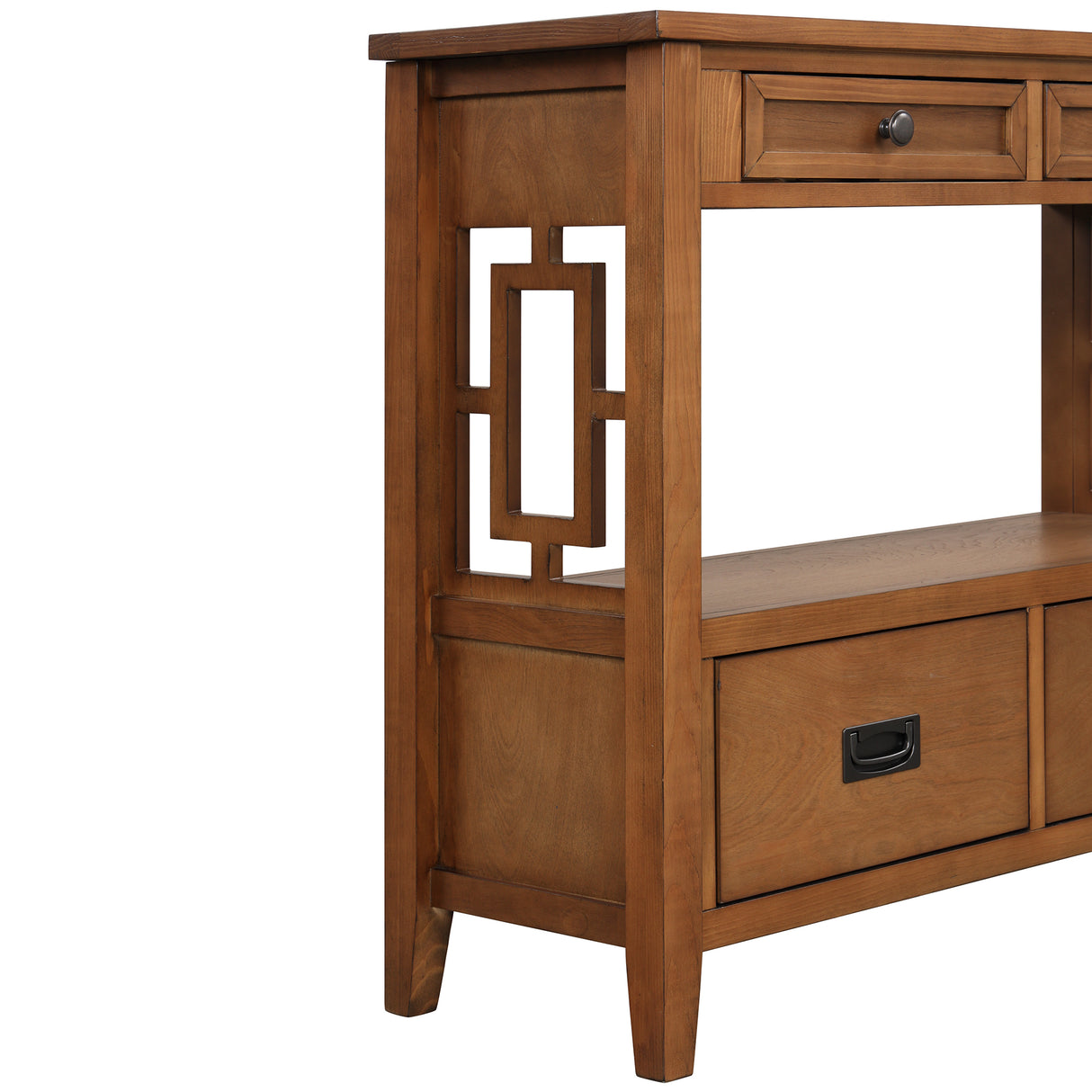 36'' Farmhouse Pine Wood Console Table Entry Sofa Table with 4 Drawers & 1 Storage Shelf (Brown) - V.I.P Digital Presence