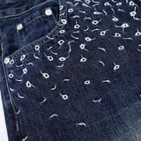 Street Design Floral Embroidered Denim Wide-Leg Long Pants Men's Vibe Trendy Washed Distressed Straight Leg Trousers - V.I.P Digital Presence