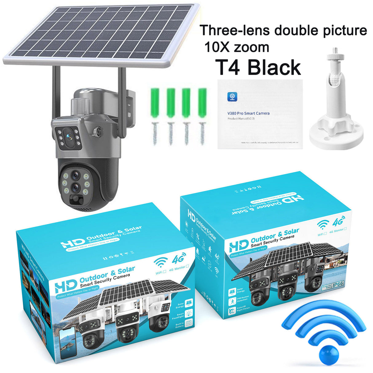 Solar camera WIFI dual-screen gunball 10x zoom low-power battery wireless monitor - V.I.P Digital Presence