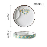 Dumpling plate sushi plate round square plate with soy sauce and vinegar partitioned snack plate ceramic plate for home use - V.I.P Digital Presence