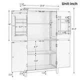 Bathroom floor storage cabinet, bathroom storage unit, 4-door independent cabinet, adjustable shelf, adaptive shelf, white - V.I.P Digital Presence