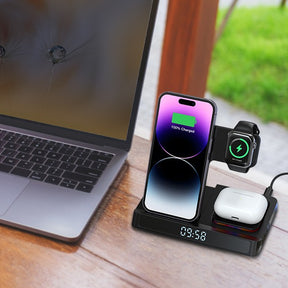Wireless charging four in one folding clock charging dock suitable for wireless charging of Apple 14 mobile phones and watches - V.I.P Digital Presence