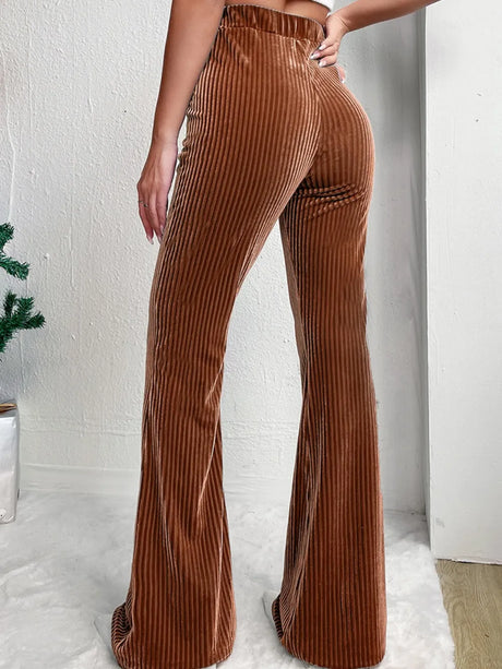 Ribbed High Waist Bootcut Pants - V.I.P Digital Presence