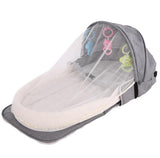 Cama portátil plegable para bebé, cuna de viaje con protección solar, mosquitera, transpirable, suave, cesta de dormir plegable para bebé con juguetes