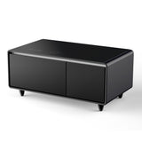 Modern Smart Coffee Table with Built-in Fridge, Bluetooth Speaker, Wireless Charging, Touch Control Panel, USB Interface Black - V.I.P Digital Presence