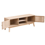 SUPERJARE Boho TV Stand for 55 Inch TV, Entertainment Center with Adjustable Shelf,Real Rattan TV Console with 2 Cabinets - V.I.P Digital Presence