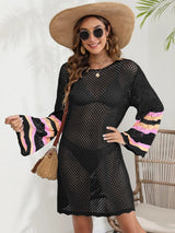 Openwork Contrast Long Sleeve Cover-Up - V.I.P Digital Presence