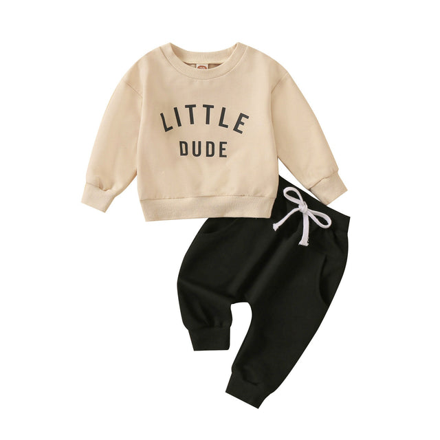 Autumn New Boys' Letter Printed Long Sleeve Ha Yi Sports Minimalist Long Pants Two Piece Set - V.I.P Digital Presence