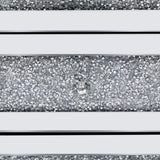 U-Can 15.7 "W silver rectangular mirror coffee table with wireless and USB charging function, LED lights, crystal style handle - V.I.P Digital Presence