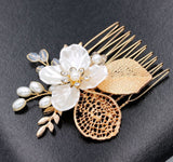 Golden leaf hair comb bridal headdress insert comb jewelry - V.I.P Digital Presence