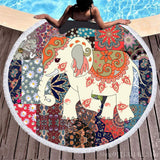 Toalla de playa redonda con estampado digital de animales de Tai Chi bohemios en 3D, ideal para natación, yoga, picnic y bikini.