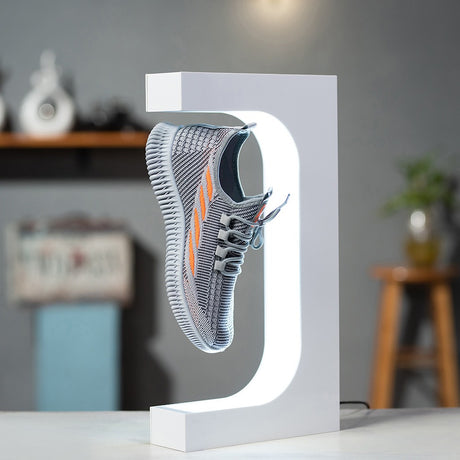 Magnetic levitation acrylic platform desktop advertising rotating display platform Magnetic levitation shoe display rack - V.I.P Digital Presence