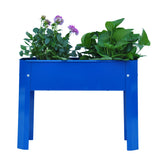Elevated garden bed metal elevated outdoor flowerpot box suitable for backyard and terrace large flowerpot flower(Blue*2） - V.I.P Digital Presence