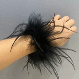Real Ostrich feather cuff plumes bracelet for women white Cuffs pens Shirt with feathers girls fur cuffs ornament boa plume - V.I.P Digital Presence