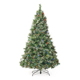 7' Cashmere and Snow Bristle Mixed Tree with 75Pine Cones and 900 LED Lights-UL,1233tips,Dia.:59 - V.I.P Digital Presence