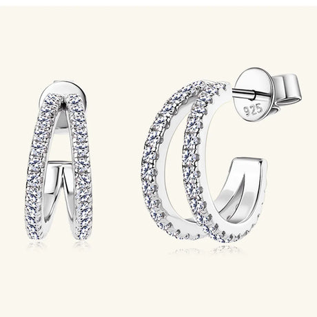 Moissanite 925 Sterling Silver C-Hoop Earrings - V.I.P Digital Presence