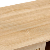 41.34" Rattan Coffee table sliding door for storage solid wood legs Modern table for living room  natural - V.I.P Digital Presence