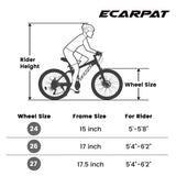 A2660 Ecarpat Mountain Bike 26 inch wheels, carbon steel frame disc brake thumb shift front fork rear shock absorber bike - V.I.P Digital Presence