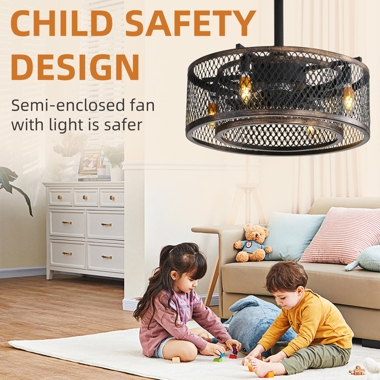 20 inch Caged Ceiling Fan with Lights - V.I.P Digital Presence