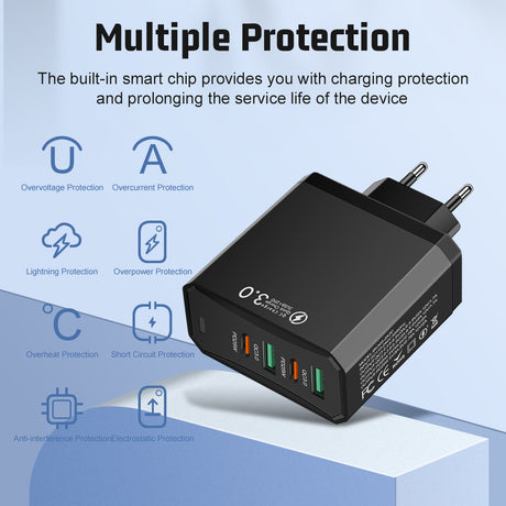 Four in one 2USB+2PD mobile phone charger, tablet plug, European, American and British standard super fast charging - V.I.P Digital Presence