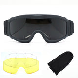 Gafas tácticas militares para aficionados al viento, equipo CS para exteriores, protección de tiro contra impactos, juego de tres lentes.