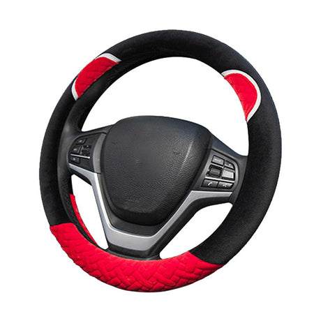 Plush Cartoon Car Steering Wheel Cover D-type Linen Carbon Fiber Leather Handlebar Cover Comfortable And Breathable - V.I.P Digital Presence