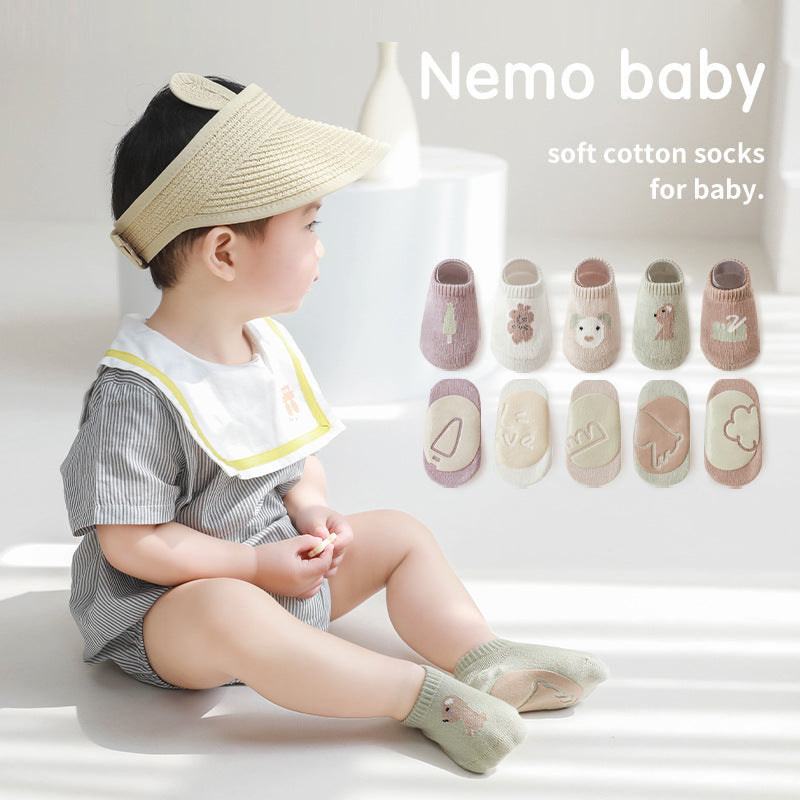 Spring And Summer New Baby Floor Socks Combed Cotton Non-Slip Indoor Cool Children Toddler Socks Cartoon Short Boat Socks - V.I.P Digital Presence