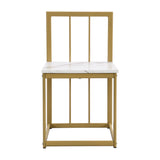 TOPMAX Modern 7-Piece Dining Table Set with Faux Marble Compact 55Inch Kitchen Table Set for 6  Golden+White