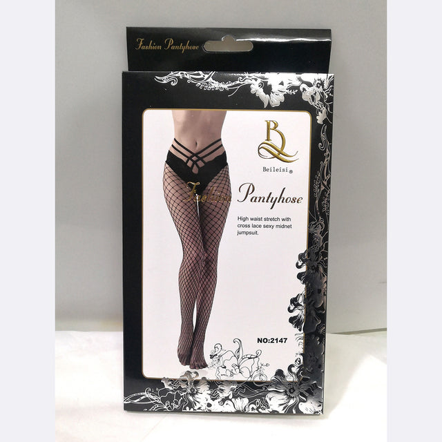 Sexy mid size mesh panties mesh socks V-waist lace sexy fishing net hollow mesh socks - V.I.P Digital Presence