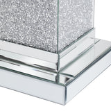 U-Can 11.8-inch silver square mirror coffee table with LED lights, modern diamond edge table, no assembly required - V.I.P Digital Presence