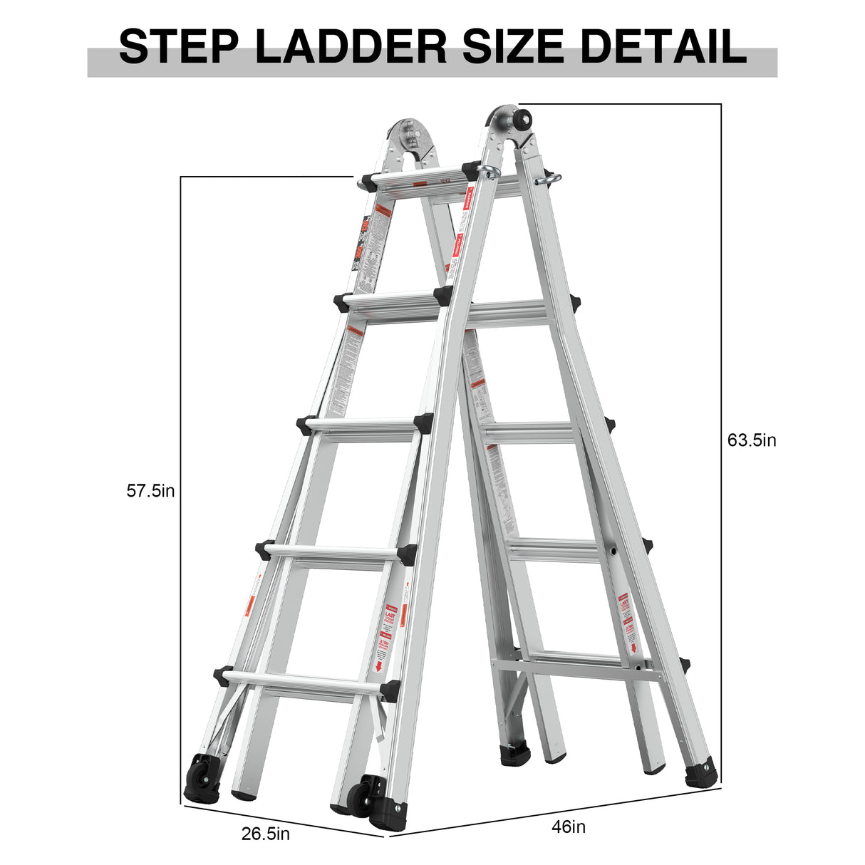 Aluminum Multi-Position Ladder with Wheels, 300 lbs Weight Rating, 22 FT - V.I.P Digital Presence