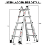 Aluminum Multi-Position Ladder with Wheels, 300 lbs Weight Rating, 22 FT - V.I.P Digital Presence