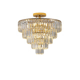 Gold Crystal Chandeliers,5-Tier Round Semi Flush Mount Chandelier Light Fixture,Large Contemporary Luxury Ceiling Lighting - V.I.P Digital Presence