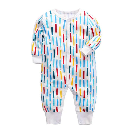 Newborn Footed Pajamas Zipper Girl and Boy Romper Long Sleeve Jumpsuit Cotton Solid White Fashion 0-24 Months Baby Clothes - V.I.P Digital Presence