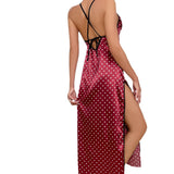 Sexy lingerie, sexy women's polka dot suspender, backless long skirt lingerie - V.I.P Digital Presence