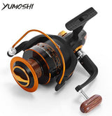 Carrete de pesca giratorio Yumoshi 12BB + 1 rodamiento de bolas serie 500-9000 5.5:1 Bobina de metal para carpa