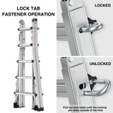 Aluminum Multi-Position Ladder with Wheels, 300 lbs Weight Rating, 22 FT - V.I.P Digital Presence