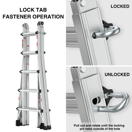 Aluminum Multi-Position Ladder with Wheels, 300 lbs Weight Rating, 22 FT - V.I.P Digital Presence