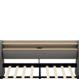 Twin Size Daybed with Storage Drawers, Upholstered Daybed with Charging Station and LED Lights, Gray - V.I.P Digital Presence