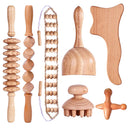 Beech wood therapy scraping cup, meridian dredging roller, tendon rolling stick, scraping board, head massager, massage set - V.I.P Digital Presence