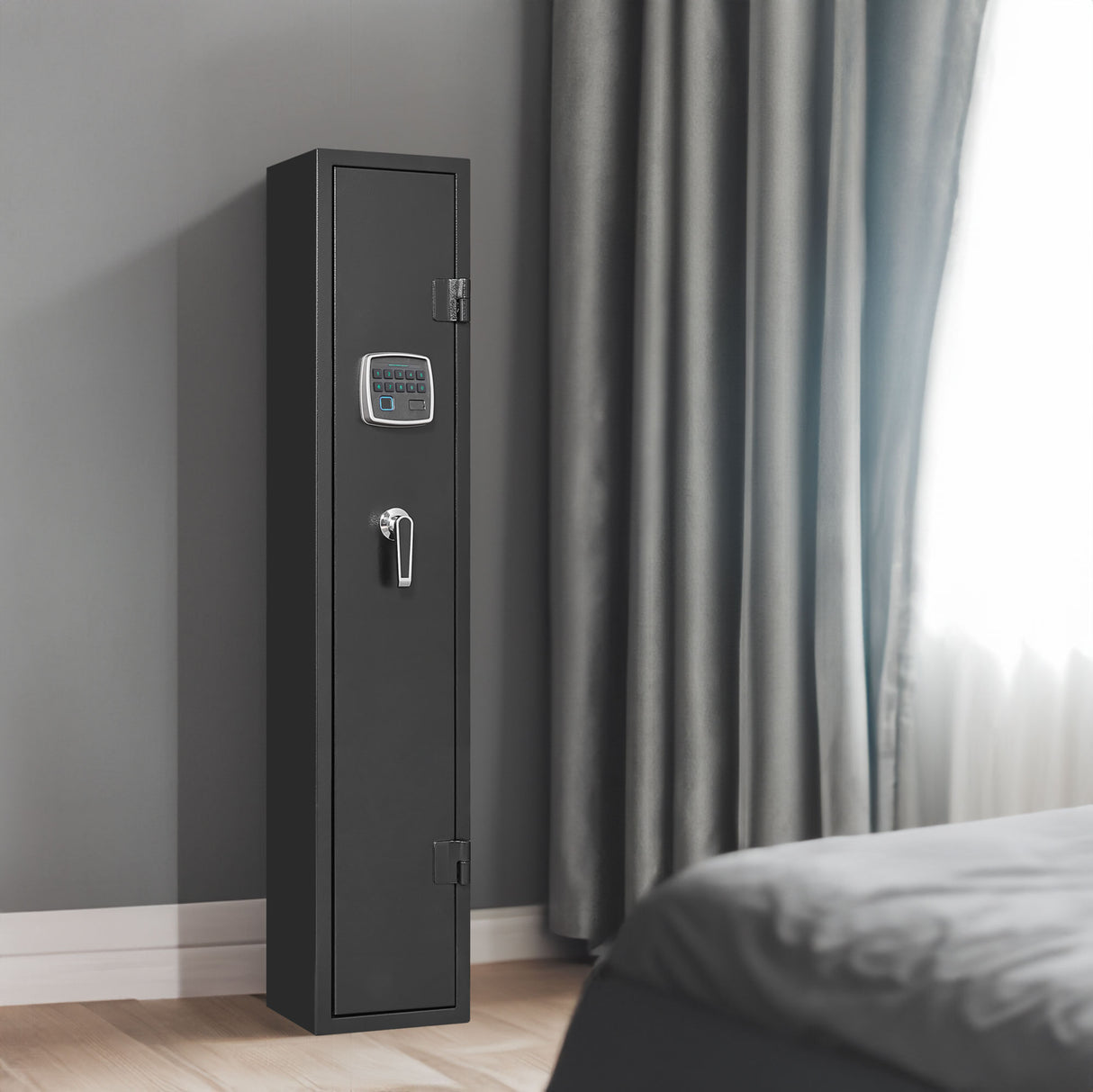 5 gun safes with 3 pistol pockets, quick access biometric adjustable heavy-duty gun rack mounted gun safes - V.I.P Digital Presence