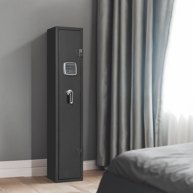 5 gun safes with 3 pistol pockets, quick access biometric adjustable heavy-duty gun rack mounted gun safes - V.I.P Digital Presence