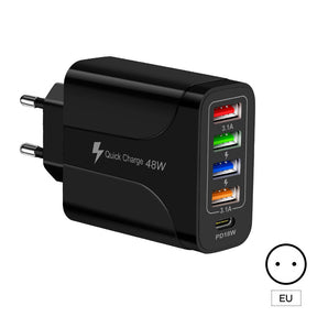 4USB+Type-C mobile phone charger PD18W 5-in-1 charging head 48W charger PD interface charger - V.I.P Digital Presence