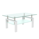 White Coffee Table Clear Coffee Table Modern Side Center Tables for Living Room Living Room Furniture - V.I.P Digital Presence