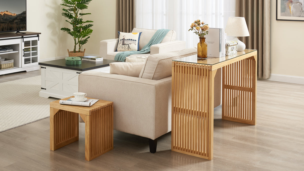 Pine Dining Bench and Table, Indoor Wood Bench for Entryway,Living Room,Kitchen and Bench Set (Nature, Bench & Table) Small - V.I.P Digital Presence