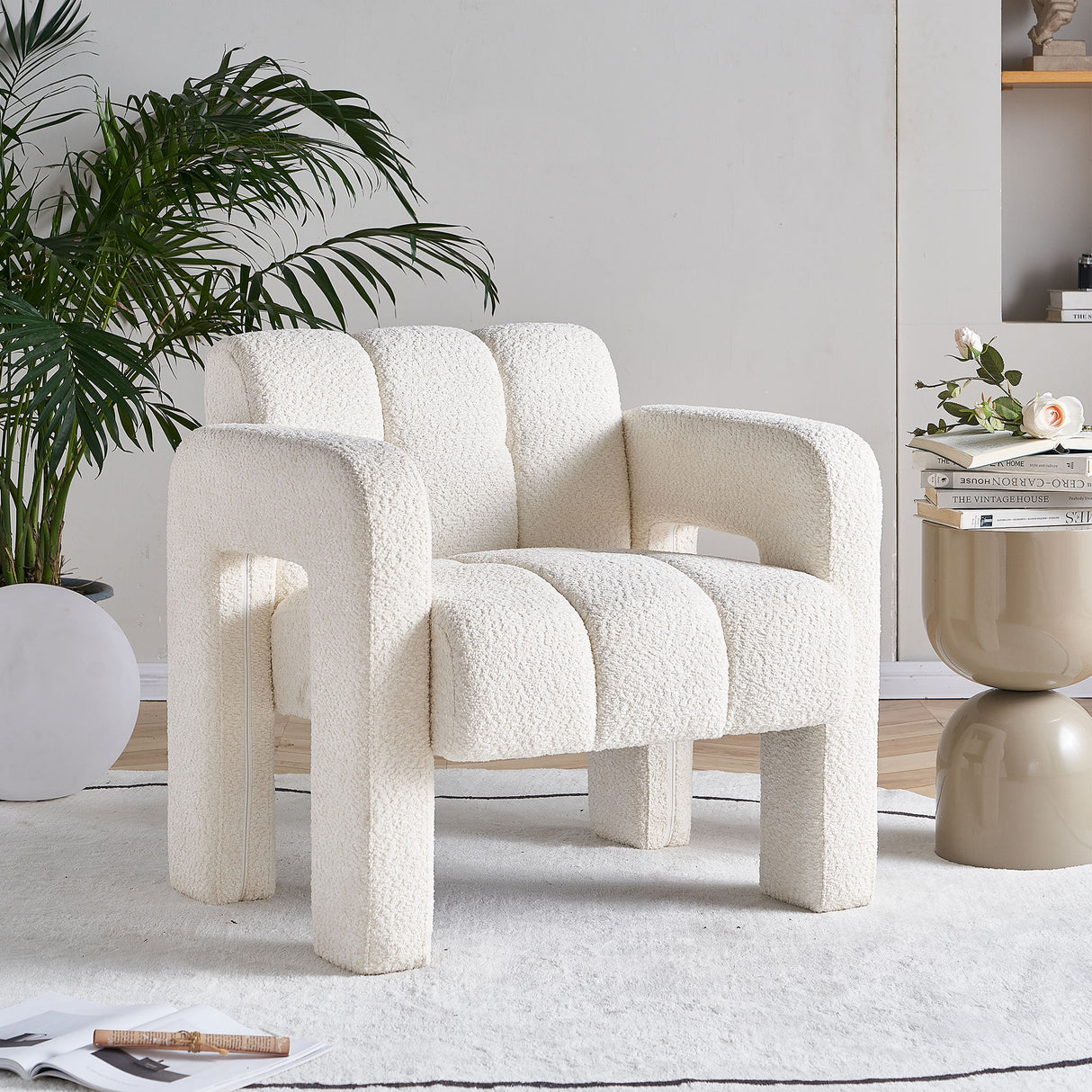 31.10" Wide Boucle Upholstered Accent Chair - V.I.P Digital Presence