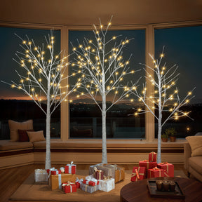 Artificial birch tree with light, 4FT 48 LED/5FT 72 LED/6FT 96 LED, with warm white light, indoor and outdoor decoration - V.I.P Digital Presence